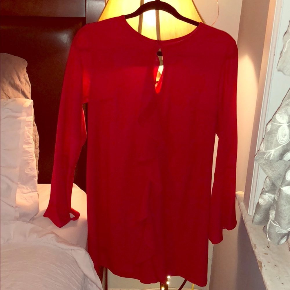 Red bell sleeve dress